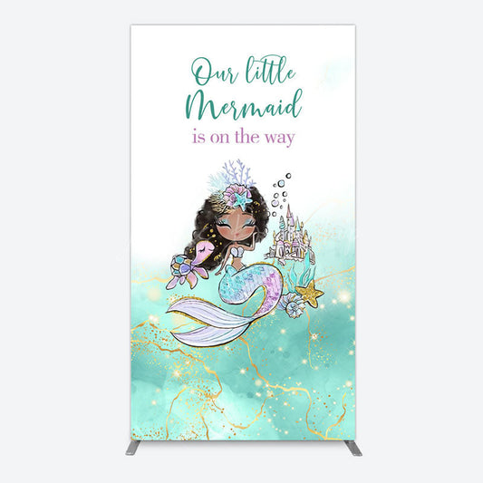 Lofaris Little Mermaid Aqua Green Baby Shower Rectangle Backdrop