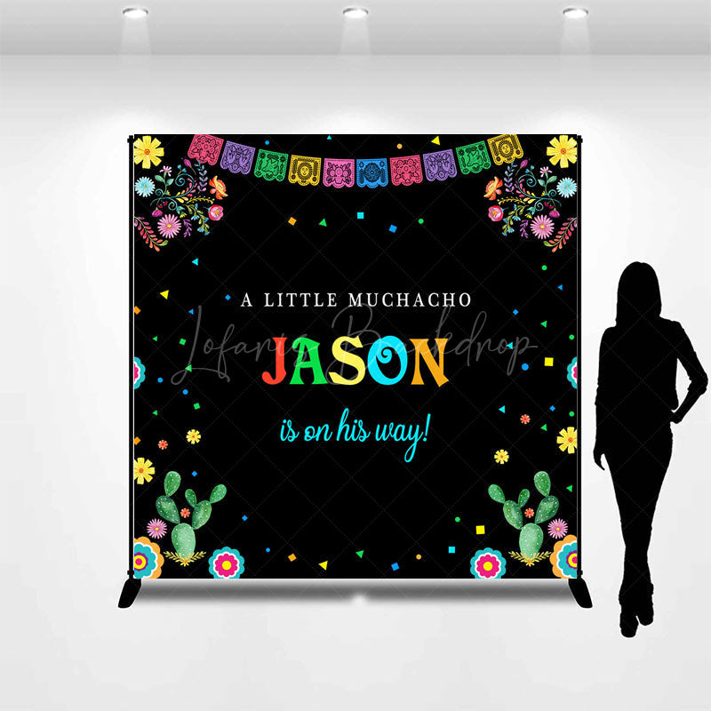 Lofaris Little Muchacho Custom Name Baby Shower Backdrop