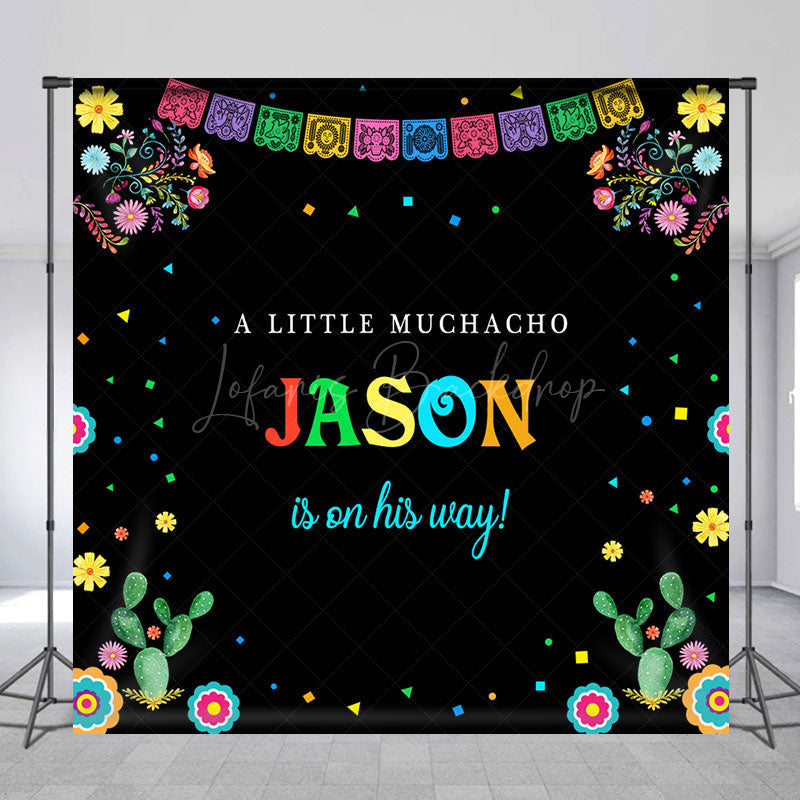 Lofaris Little Muchacho Custom Name Baby Shower Backdrop