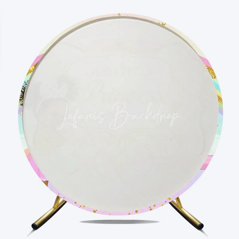 Lofaris Little Princess Baby Shower Round Backdrop African American Girl Unicorn