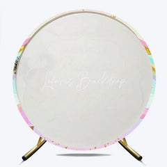 Lofaris Little Princess Baby Shower Round Backdrop African American Girl Unicorn