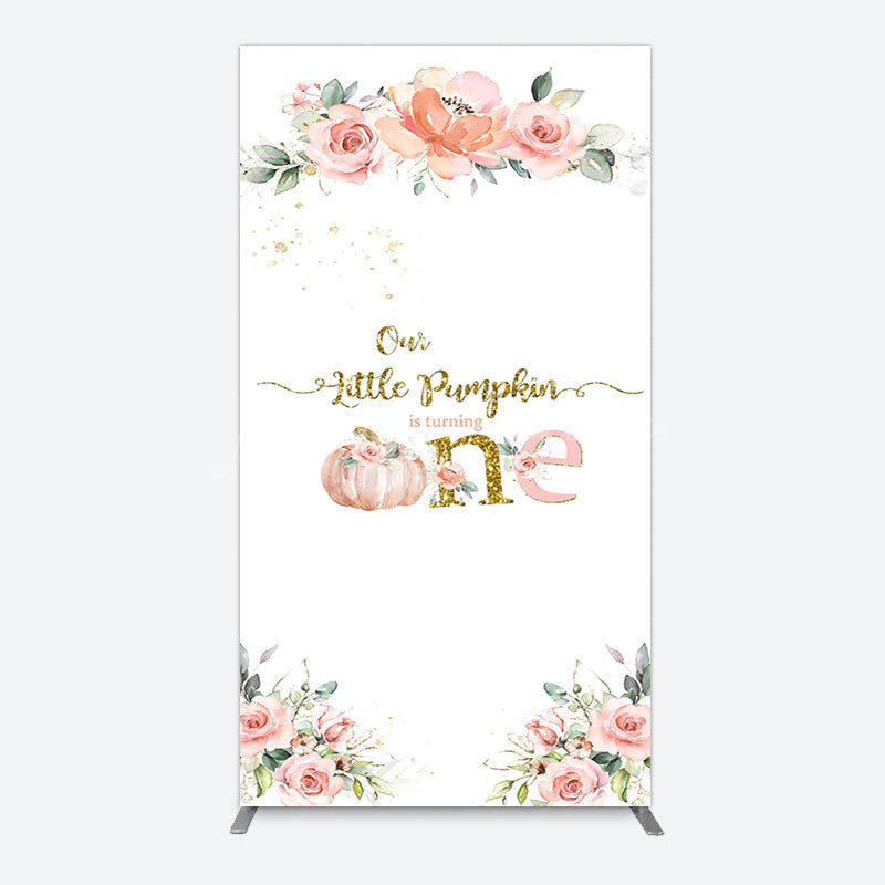 Lofaris Little Pumpkin Pink Floral 1st Birthday Arch Backdrop