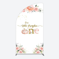 Lofaris Little Pumpkin Pink Floral 1st Birthday Arch Backdrop