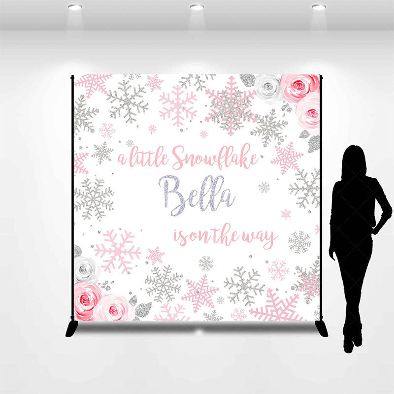 Lofaris Little Snowflake Floral Custom Baby Shower Backdrop