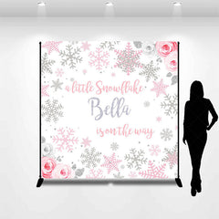 Lofaris Little Snowflake Floral Custom Baby Shower Backdrop