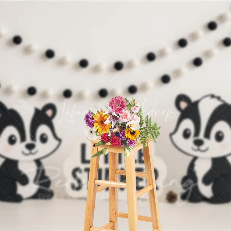 Lofaris Little Stinker Cartoon Skunk Photo Backdrop Woodland Animal Birthday Photography Background