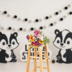 Lofaris Little Stinker Cartoon Skunk Photo Backdrop Woodland Animal Birthday Photography Background