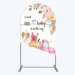 Lofaris Little Turkey Baby Shower Arch Backdrop Pink Truck Pumpkin Fall Party Decoration Thanksgiving Floral Background