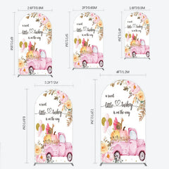 Lofaris Little Turkey Baby Shower Arch Backdrop Pink Truck Pumpkin Fall Party Decoration Thanksgiving Floral Background