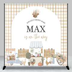 Lofaris Locally Grown Baby Shower Backdrop Farmers Market and Vegetable Stand Personalized Little Sprout Welcome Sign