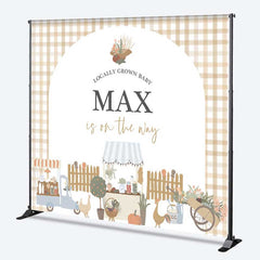 Lofaris Locally Grown Baby Shower Backdrop Farmers Market and Vegetable Stand Personalized Little Sprout Welcome Sign