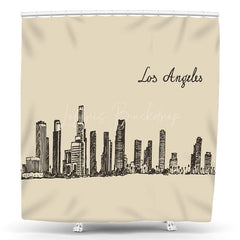 Lofaris Los Angeles Beige Simple City Painted Shower Curtain