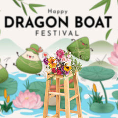 Lofaris Lotus Leaf Zongzi Happy Dragon Boat Festival Backdrop