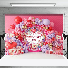 Lofaris Love Letter Valentine Day Backdrop Floral Wreath Envelopes Balloon Garland Background Romantic Photography Decor