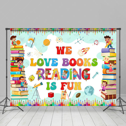 Lofaris Love Reading Pencils Cartoon World Book Day Backdrop