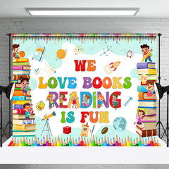 Lofaris Love Reading Pencils Cartoon World Book Day Backdrop