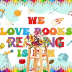 Lofaris Love Reading Pencils Cartoon World Book Day Backdrop