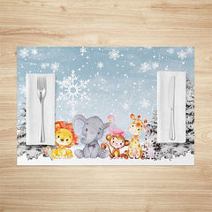 Lofaris Lovely Animals Trees Snow Winter Set Of 4 Placemats