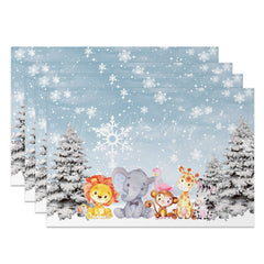Lofaris Lovely Animals Trees Snow Winter Set Of 4 Placemats