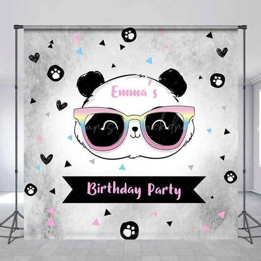 Lofaris Lovely Cartoon Panda Sweet Birthday Custom Backdrop