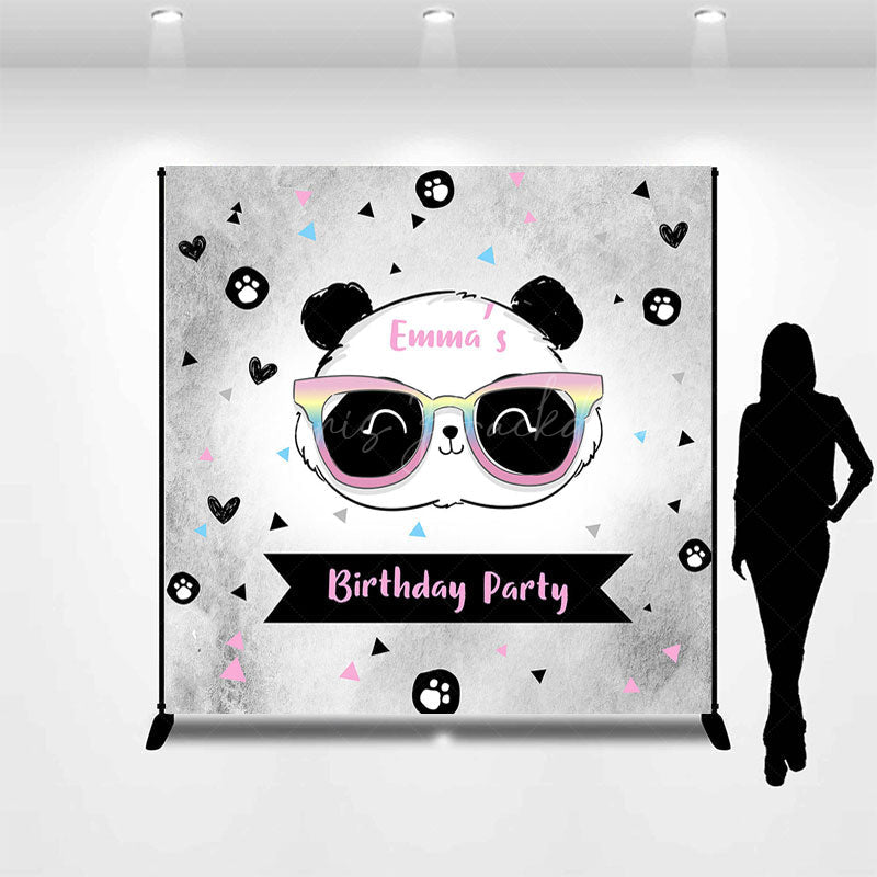 Lofaris Lovely Cartoon Panda Sweet Birthday Custom Backdrop
