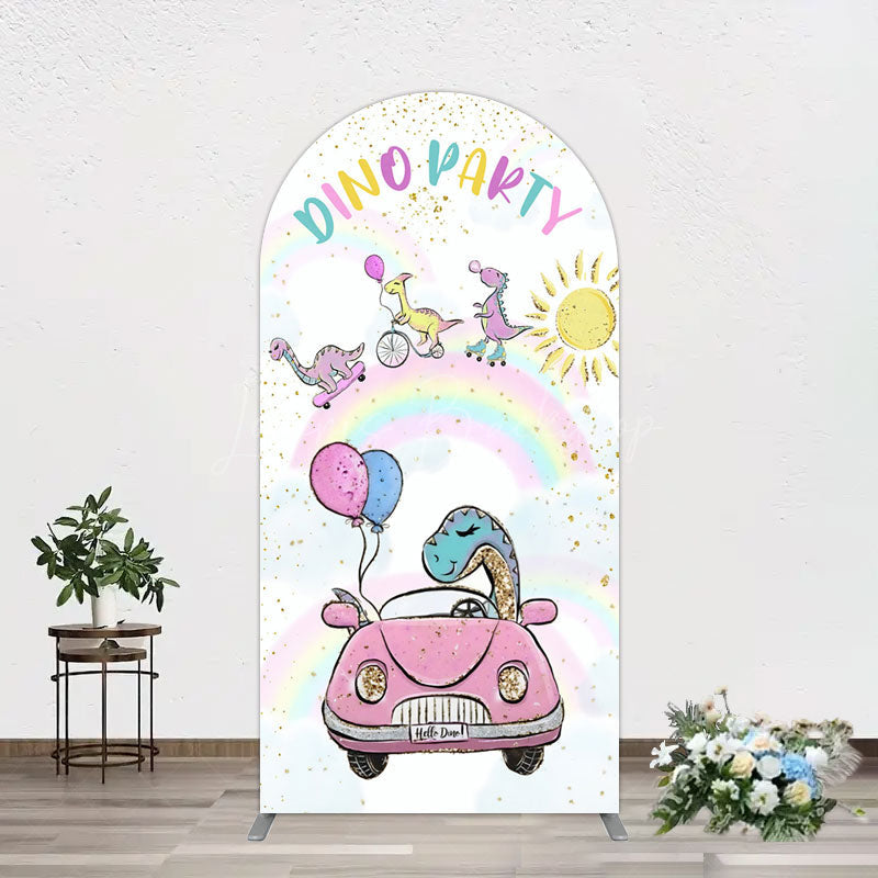 Lofaris Lovely Cartoon Sunny Rainbow Birthday Arch Backdrop