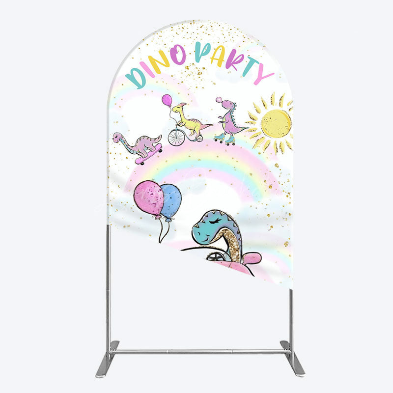 Lofaris Lovely Cartoon Sunny Rainbow Birthday Arch Backdrop
