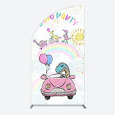 Lofaris Lovely Cartoon Sunny Rainbow Birthday Half Moon Arch Backdrop