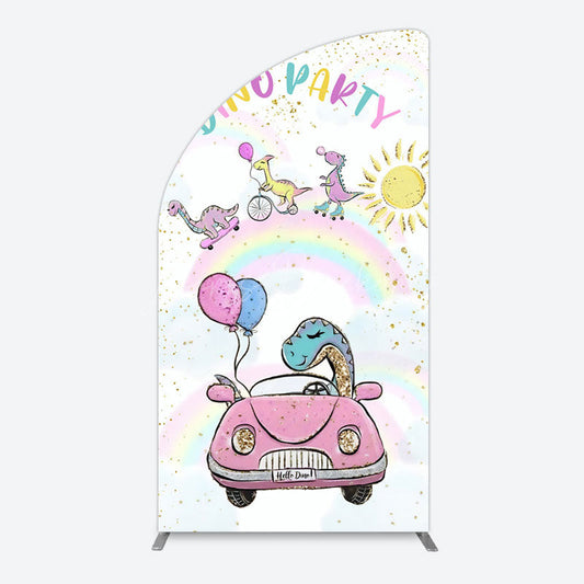Lofaris Lovely Cartoon Sunny Rainbow Birthday Half Moon Arch Backdrop