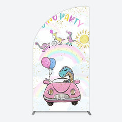 Lofaris Lovely Cartoon Sunny Rainbow Birthday Half Moon Arch Backdrop