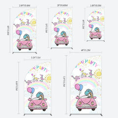 Lofaris Lovely Cartoon Sunny Rainbow Birthday Half Moon Arch Backdrop