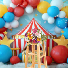Lofaris Lovely Circus Balloon Arch Star Cake Smash Backdrop