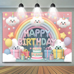 Lofaris Lovely Clouds Rainbow Cake Smash Birthday Backdrop