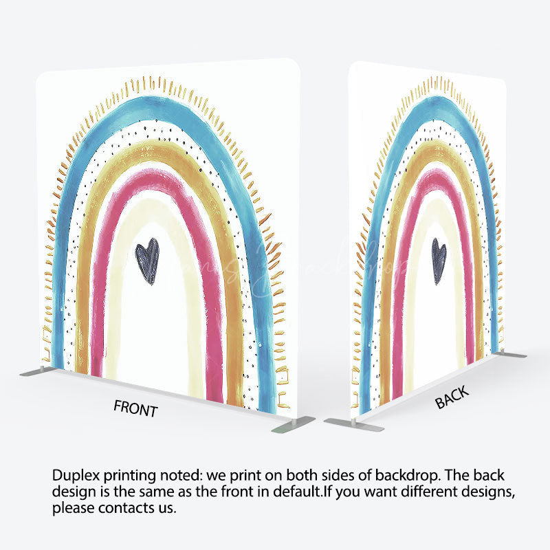 Lofaris Lovely Rainbow Heart Sweet Square Tension Backdrop