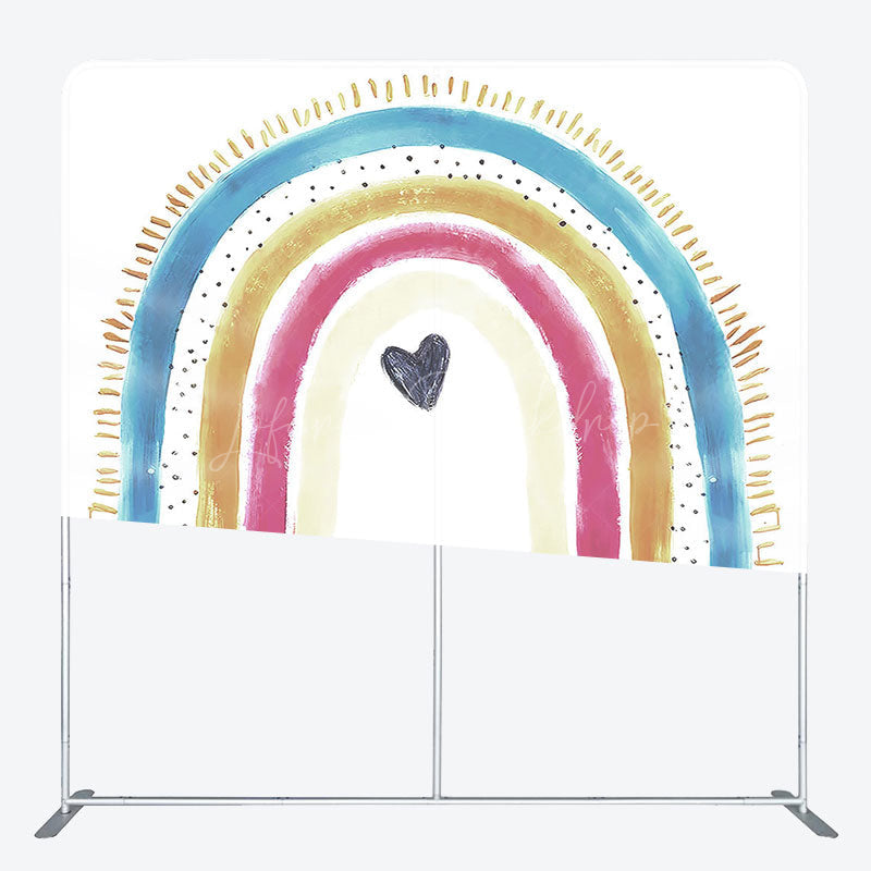 Lofaris Lovely Rainbow Heart Sweet Square Tension Backdrop