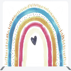 Lofaris Lovely Rainbow Heart Sweet Square Tension Backdrop