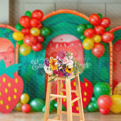 Lofaris Lovely Strawberry Balloon Arch Cake Smash Backdrop