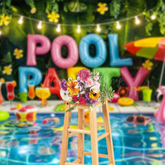 Lofaris Lovely Sweet Hawaiian Summer Pool Party Backdrop