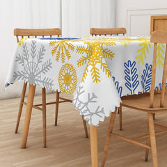 Lofaris Lovely Winter Tablecloth with Snowflake Totem Pattern for Christmas Holiday and Frozen Themed Party