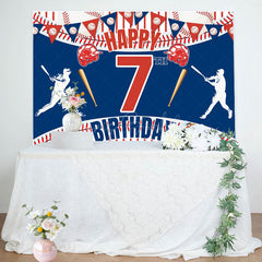 Lofaris Lucky 7 Baseball Happy Birthday Flag Sport Backdrop