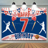 Lofaris Lucky 7 Baseball Happy Birthday Flag Sport Backdrop