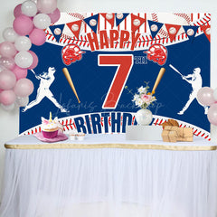 Lofaris Lucky 7 Baseball Happy Birthday Flag Sport Backdrop