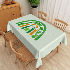 Lofaris Lucky Charm Designed Green Gold Rainbow Tablecloth