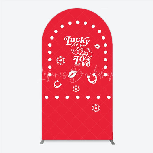 Lofaris Lucky In Love Las Vegas Wedding Arch Backdrop Red Casino Theme Bridal Shower Party Cover