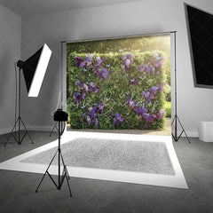 Lofaris Lush Green Foliage and Purple Flowers Photography Backdrop Vibrant Butterflies Garden Party Decor
