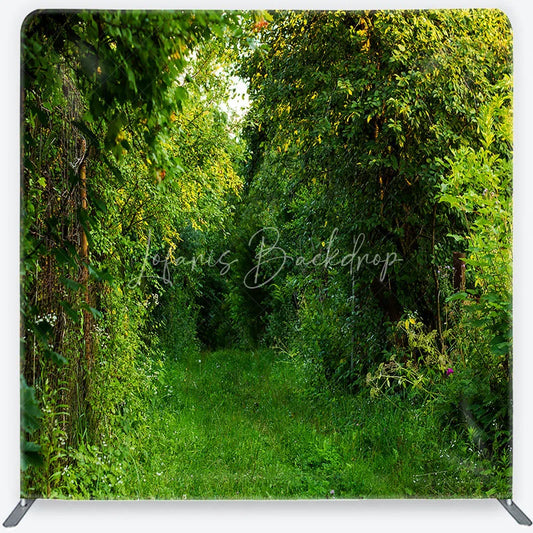 Lofaris Lush Green Forest Path Square Double-Sided Backdrop Natural Foliage and Sunlight for Outdoor Photography