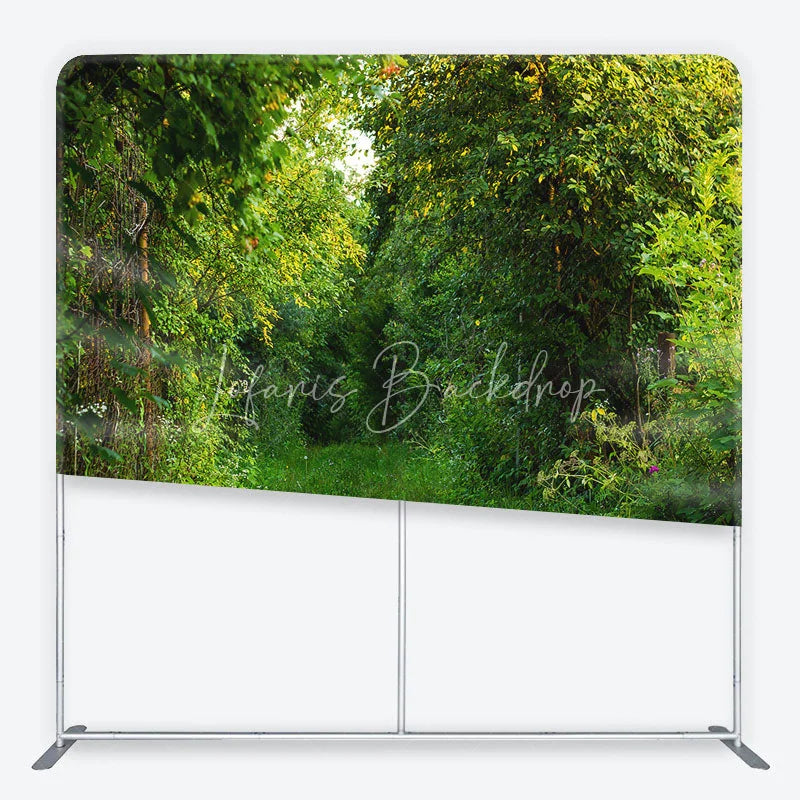 Lofaris Lush Green Forest Path Square Double-Sided Backdrop Natural Foliage and Sunlight for Outdoor Photography