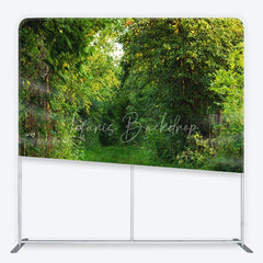 Lofaris Lush Green Forest Path Square Double-Sided Backdrop Natural Foliage and Sunlight for Outdoor Photography