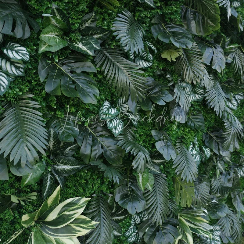 Lofaris Lush Green Tropical Artificial Flower Wall with Diverse Botanical Foliage Event Photo Backdrop Decor