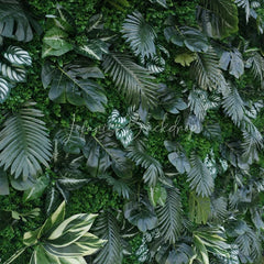 Lofaris Lush Green Tropical Artificial Flower Wall with Diverse Botanical Foliage Event Photo Backdrop Decor